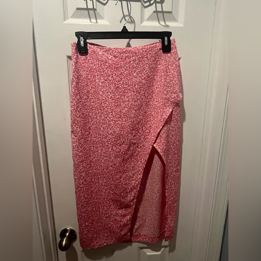 Abercrombie & Fitch Pink Floral Midi Skirt